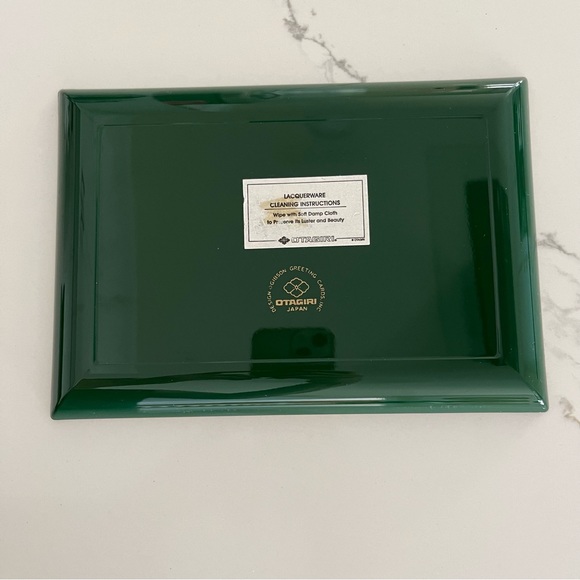 $10 Otagiri Japan Christmas Wreath Green Lacquer Tray Serving  VTG Lacquerware - Picture 3 of 5